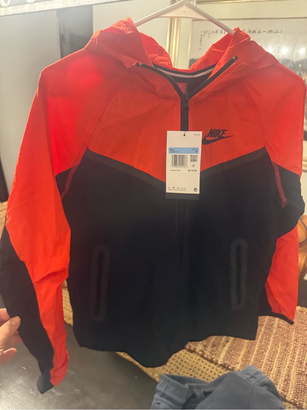 Nike Kids Orange and Black Hooded Jacket